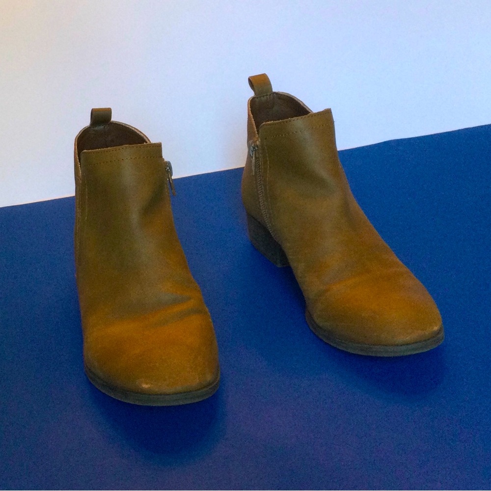 Sun & Stone Women's Size 8 Brown Ankle Booties - Classic Zippered Style